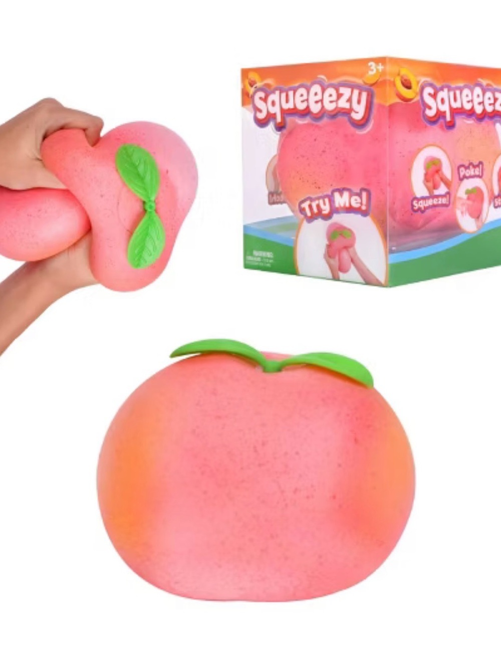 New jumbo Peach Squishy Toy - Pink/Green